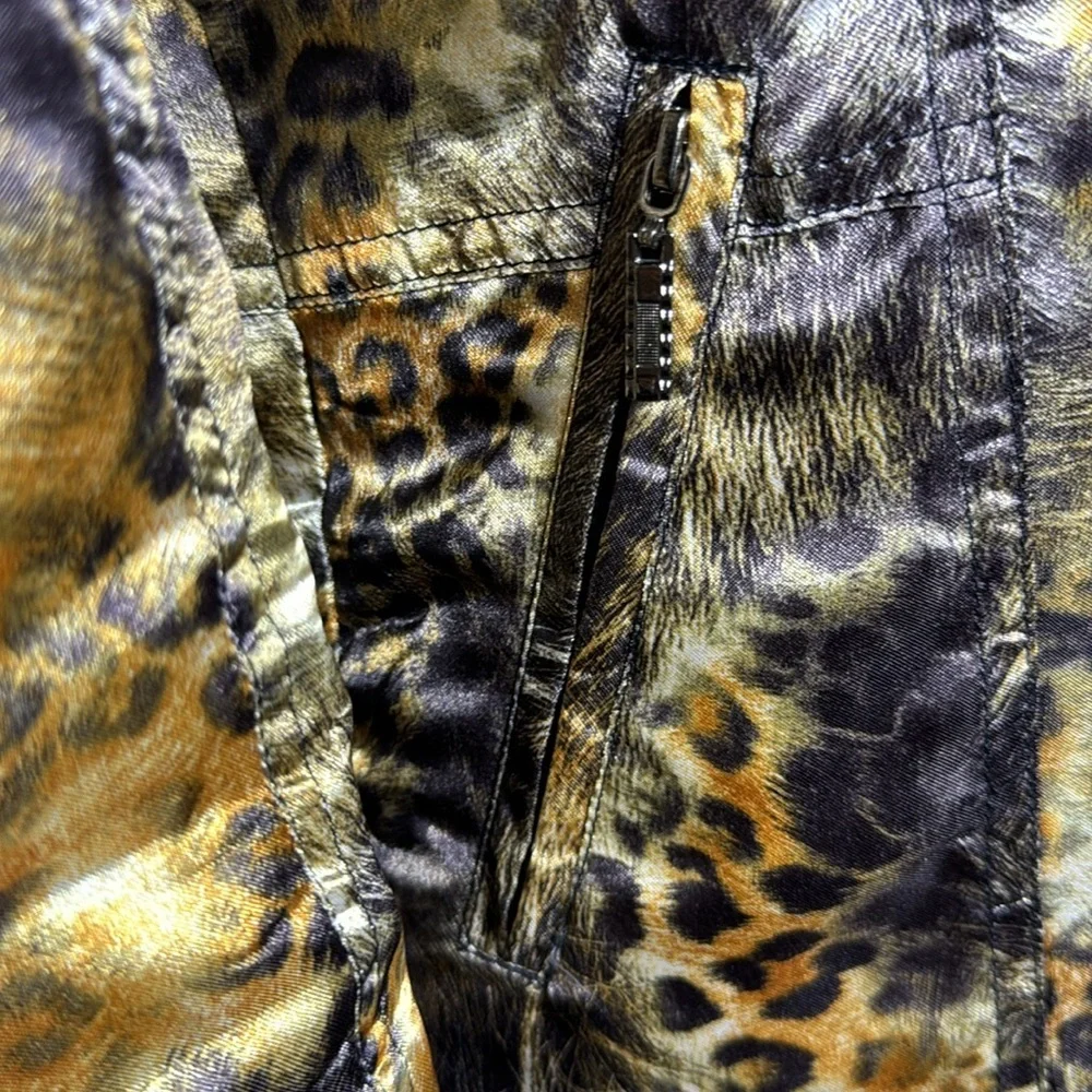 Vintage LINDI Glam Reversible Jacket, Coffee/Leopard Print Women's XS